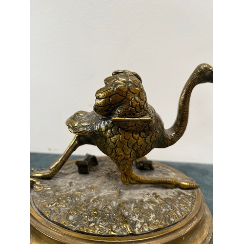 332 - Antique novelty inkwell in the form of a running ostrich