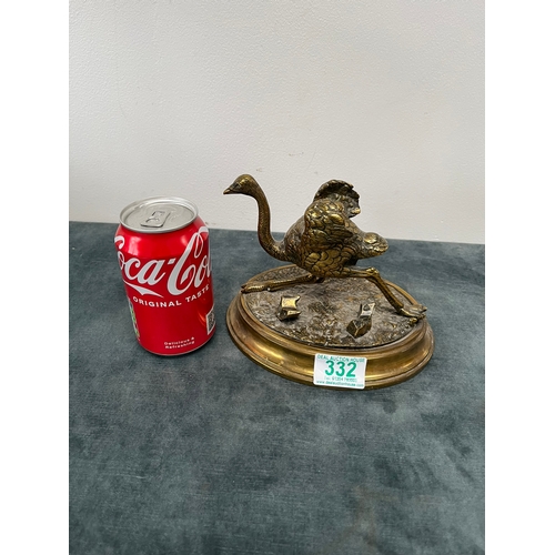 332 - Antique novelty inkwell in the form of a running ostrich