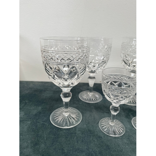 335 - 6 x Large Stuart crystal wine glasses and 4 x smaller Stuart crystal glasses