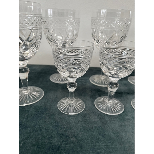 335 - 6 x Large Stuart crystal wine glasses and 4 x smaller Stuart crystal glasses