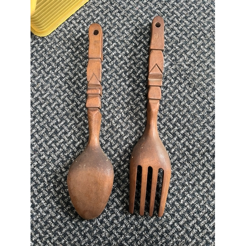 339 - Oversized wooden spoon and fork