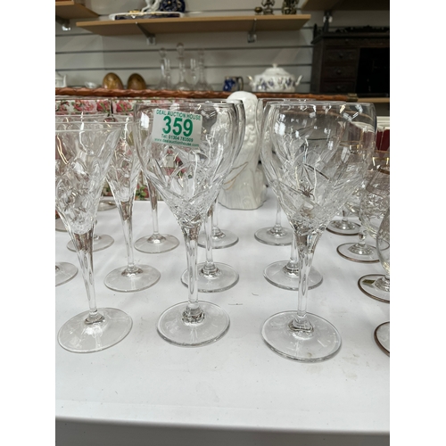 359 - 6 x Large crystal wine glasses 
6 x Rock crystal glasses