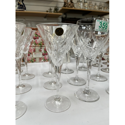 359 - 6 x Large crystal wine glasses 
6 x Rock crystal glasses