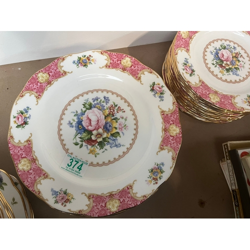 374 - Royal Albert Lady Carlyle dinner/ side plates