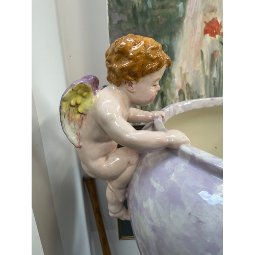 404 - Large Jerome Massier - Vallauris - Art Nouveau majolica jardiniere on stand, circa 1900 

132cm high