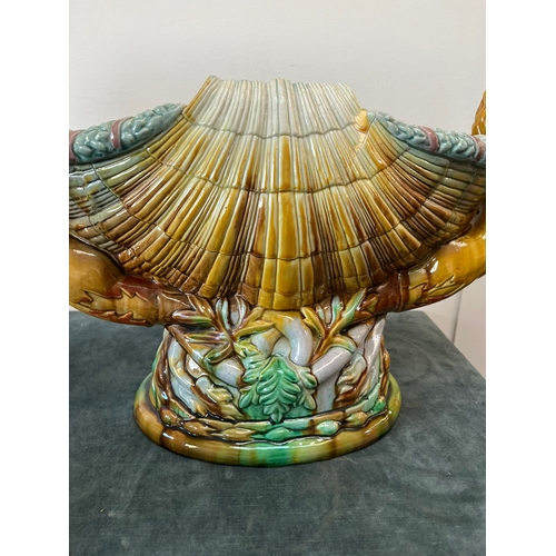 405 - Large antique Majolica jardiniere - decorated with mermaids and sea shells