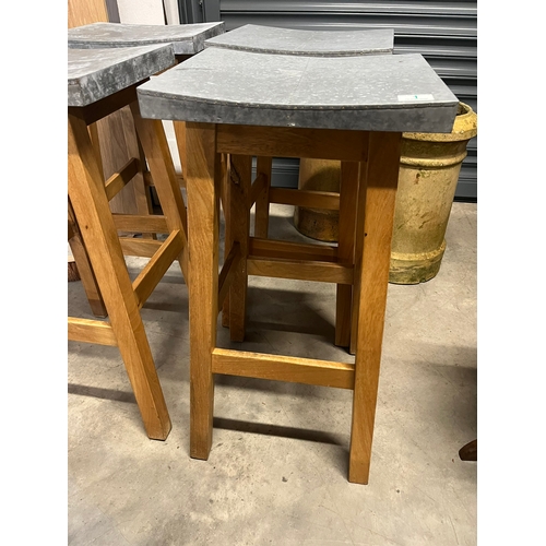 1 - Set of four industrial style bar stools. Galvanized seat bases with pin details