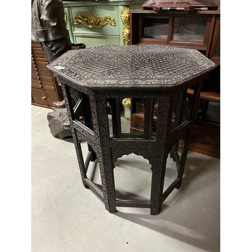 12 - Antique eastern hardwood carved folding table