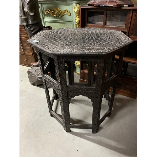 12 - Antique eastern hardwood carved folding table