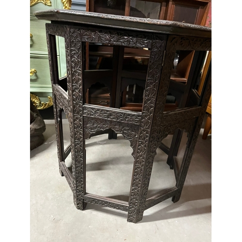 12 - Antique eastern hardwood carved folding table