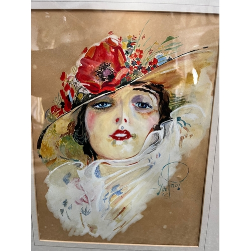 707 - Original Art Deco painting of a lady - signed