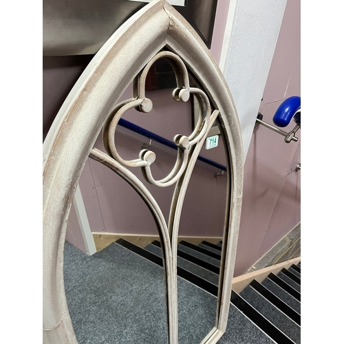 714 - Modern metal arch shaped mirror