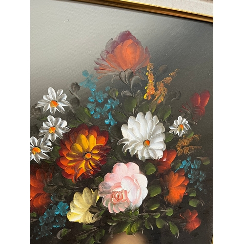 740 - Oil on canvas painting of flowers