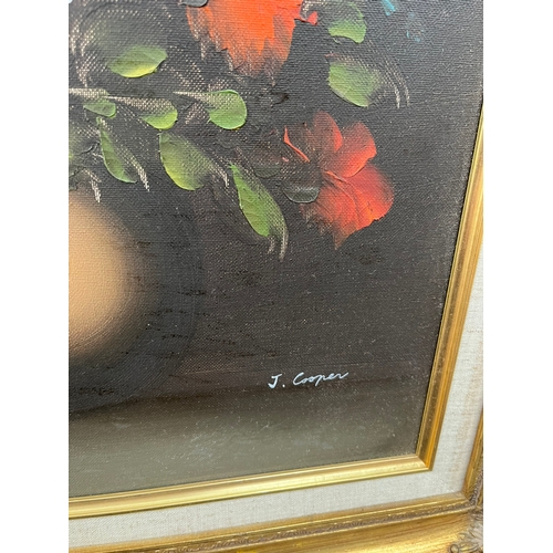 740 - Oil on canvas painting of flowers