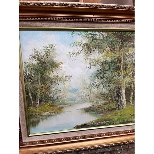 743 - Oil on canvas painting - signed C. Inness