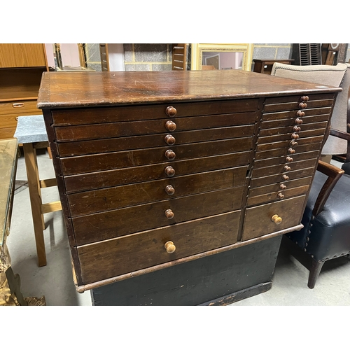 46 - Large antique chest of collectors drawers with a side cupboard