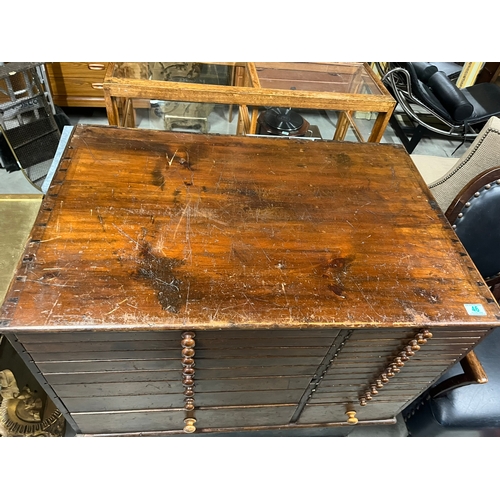 46 - Large antique chest of collectors drawers with a side cupboard