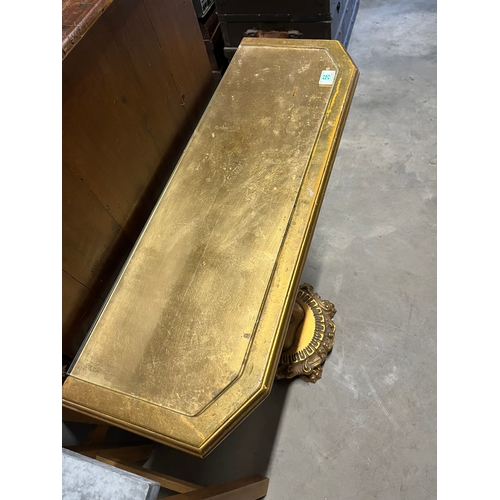 56 - Gold gilt cherub hall table with glass top