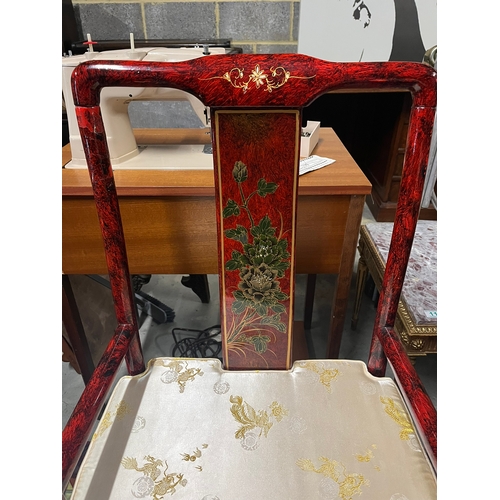 31 - Oriental decorated chair with fitted cushion