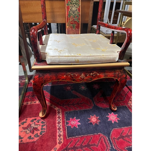 31 - Oriental decorated chair with fitted cushion