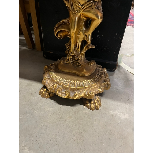 56 - Gold gilt cherub hall table with glass top