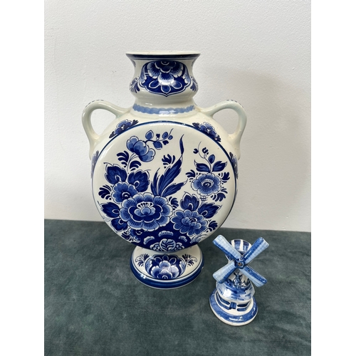 240 - Large Delft vase and Delft windmill