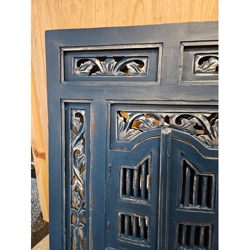 36 - Blue painted mirror with opening doors