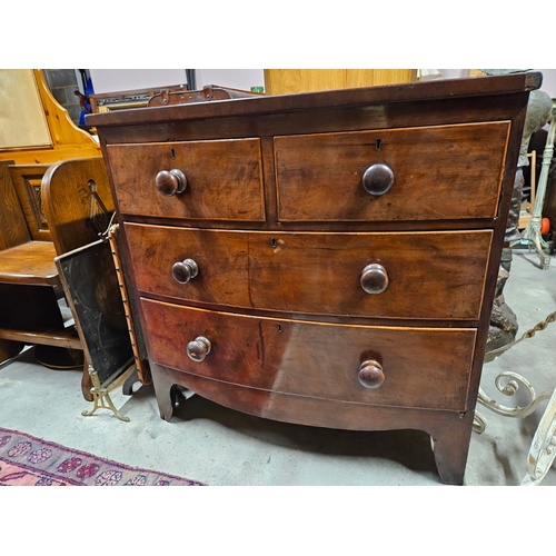 42 - Antique mahogany bow front chest of drawers