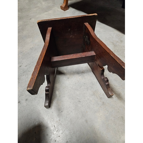 47 - Pair of antique leather topped stools