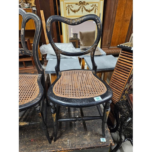 60 - Antique oriental and bergère inlaid chairs