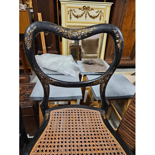 60 - Antique oriental and bergère inlaid chairs