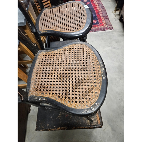 60 - Antique oriental and bergère inlaid chairs