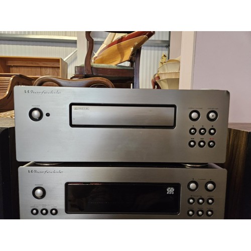 73 - Wharfedale music system/stacking - tape player, tuner, cd player, amplifier + two speakers.