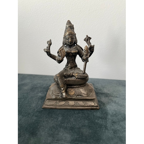 170 - Small Bronze figure of goddess Dhana Lakshmi 
Hindu goddess of wealth, fortune and prosperity.