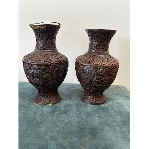 184 - Pair of Chinese Cinnabar vases circa 18th/ 19th century