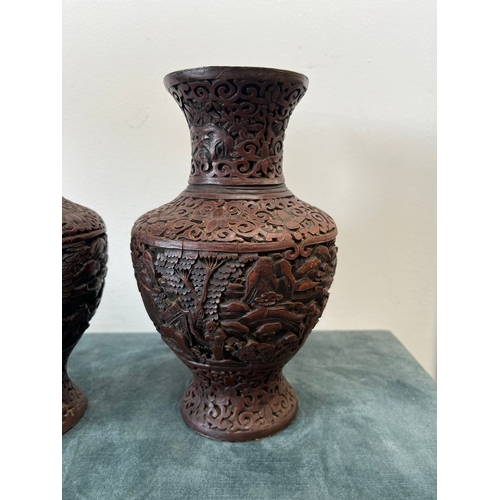 184 - Pair of Chinese Cinnabar vases circa 18th/ 19th century