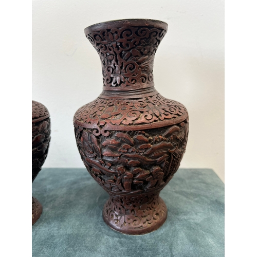 184 - Pair of Chinese Cinnabar vases circa 18th/ 19th century