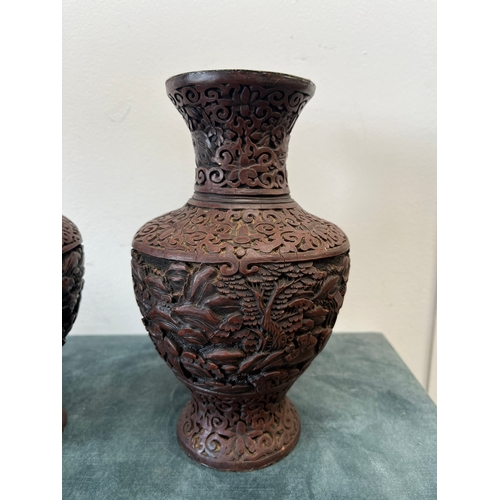 184 - Pair of Chinese Cinnabar vases circa 18th/ 19th century