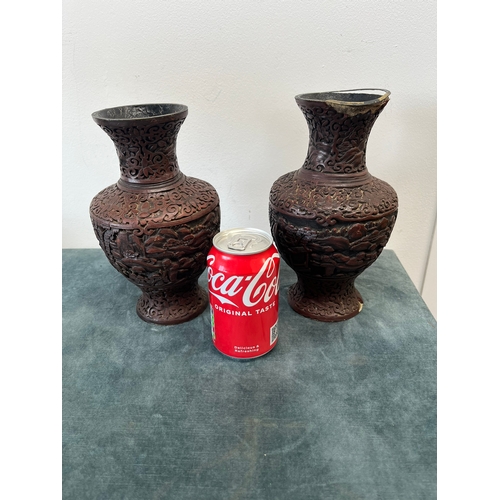 184 - Pair of Chinese Cinnabar vases circa 18th/ 19th century