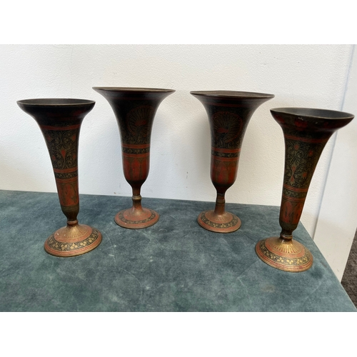 189 - 4 x Indian brass vases