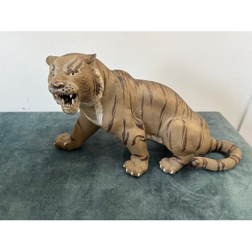 257 - Vintage tiger cup and one other resin tiger