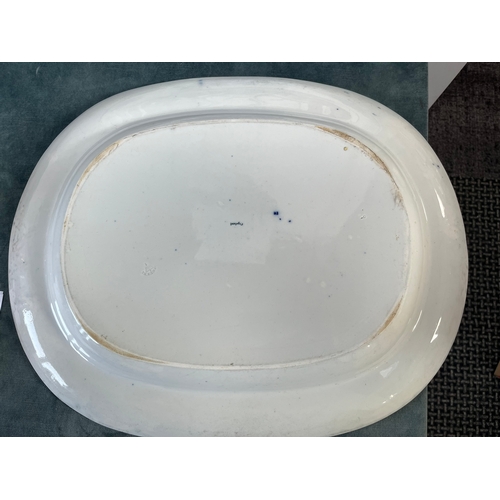 307 - 2 x Large Victorian blue and white meat platters - Copeland