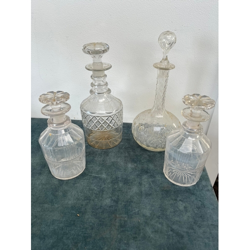 319 - 4 x Cut glass decanters