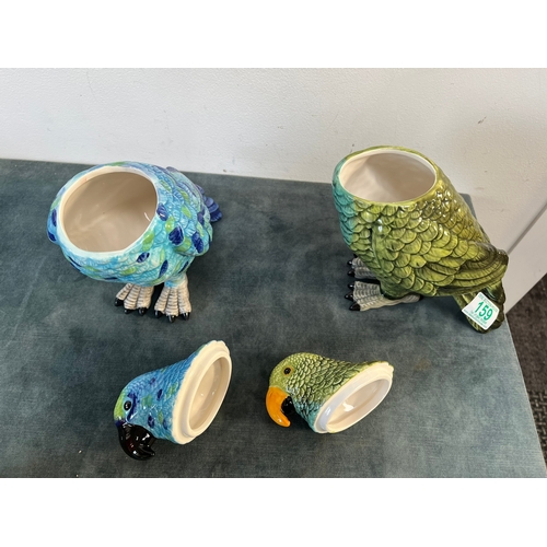 159 - 2 x Ceramic bird shaped jars