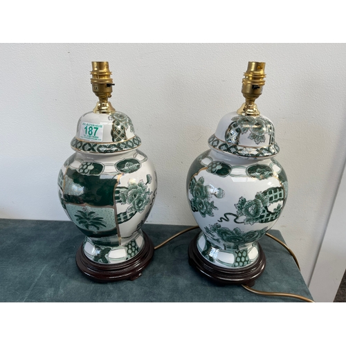 187 - Pair of oriental style table lamps