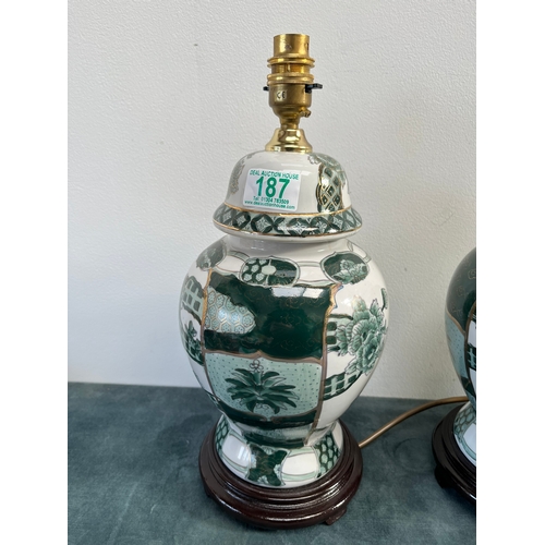 187 - Pair of oriental style table lamps