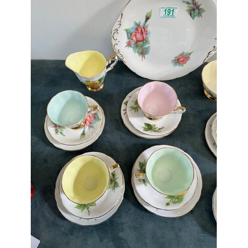 191 - Paragon - Harry Wheatcroft

6 x Cups
6 x Saucers
5 x Side plates
1 x Jug
1 x Sugar bowl 
1 x Cake pl... 