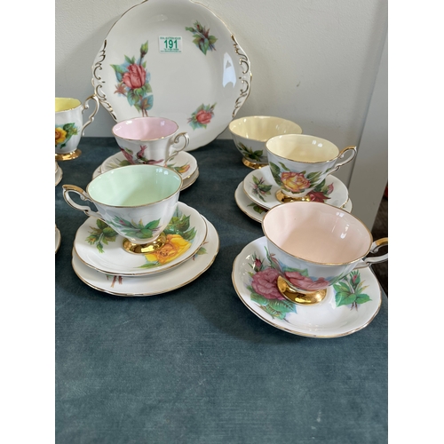 191 - Paragon - Harry Wheatcroft

6 x Cups
6 x Saucers
5 x Side plates
1 x Jug
1 x Sugar bowl 
1 x Cake pl... 