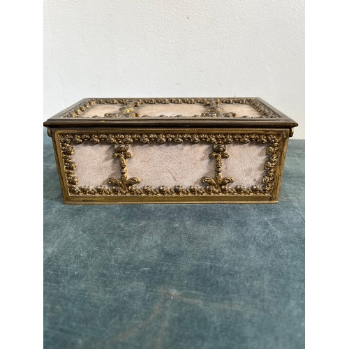 192 - Antique French brass and velvet lined box/ casket