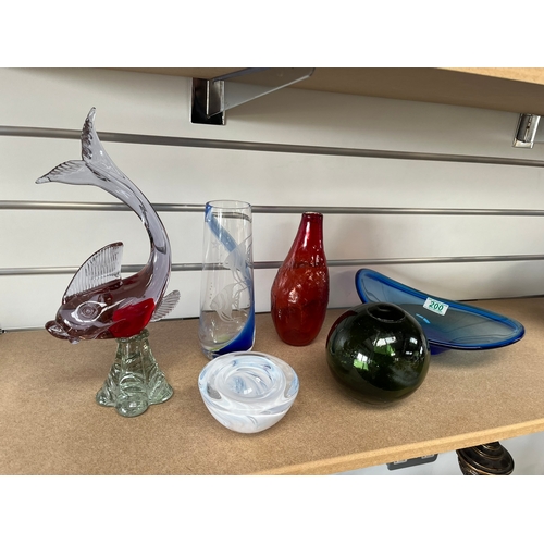 200 - Collection of assorted glass including Murano, Caithness, Kosta Boda ect